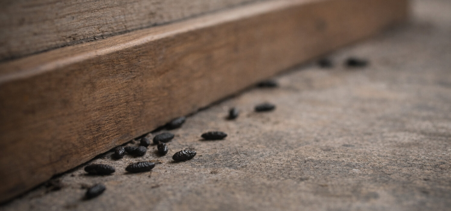 Des crottes de rats ou de souris dans la cuisine, la cave ou le local poubelles